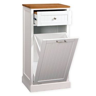 Microwave Kitchen Cart with Hideaway Trash Can Holder