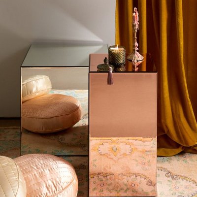 Mirrored Pedestal Side Table, $169