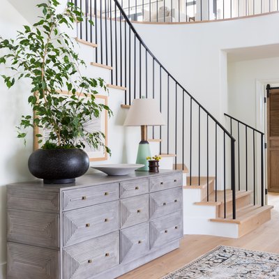 The dramatic light-filled entryway