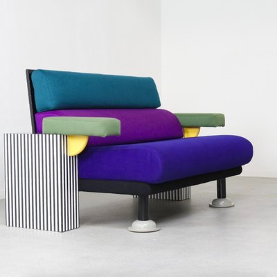 multicolored sofa in Memphis Design style, designed by Michele De Lucchi