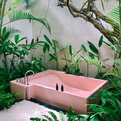 pink outdoor tub