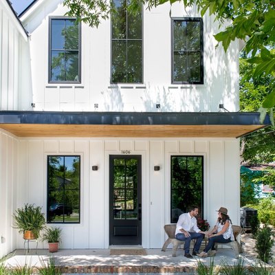 white modern farmhouse exterior