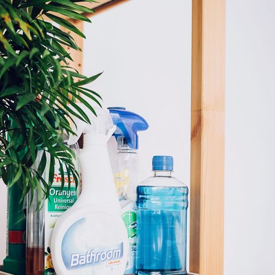 Shelf with cleaning tools