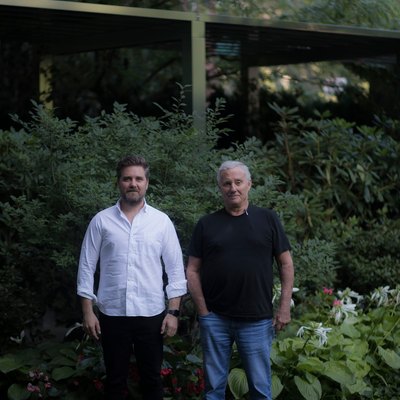 John Fraser, left, and the hotelier Ian Schrager at the Public hotel in New York.