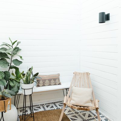 patio with patterned tile