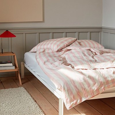 hay stripe duvet cover in pink