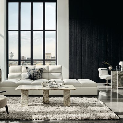 white and black minimalist living room