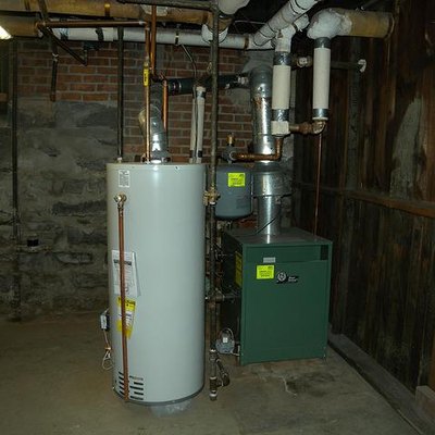 Water heater in the basement.