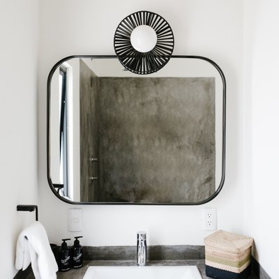 Modern bathroom sink and mirror.