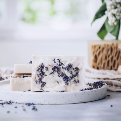 Goat's milk soap using lavender.
