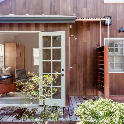 Shot of outdoor shower and patio