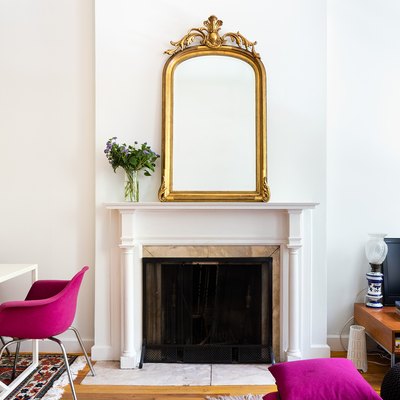 mirror over fireplace