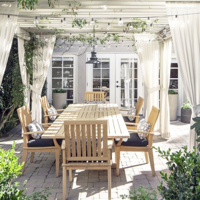 patio with dining table
