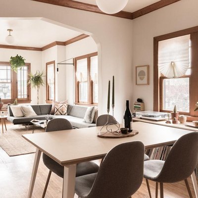 pleated shades window treatments with origami fold in open plan living space