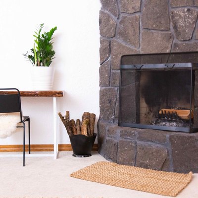 Stone fireplace
