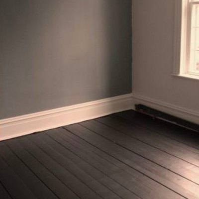 Painted wood floor.