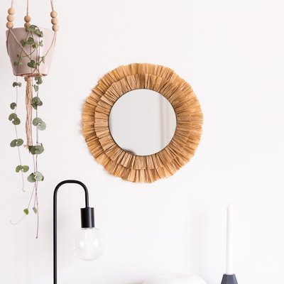 DIY Raffia Tasseled Mirrors