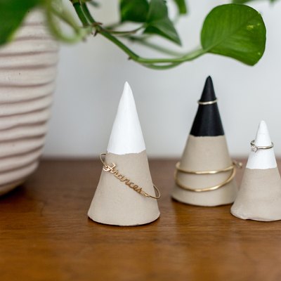 Store your jewelry loud and proud with DIY Faux Concrete Jewelry Cones.