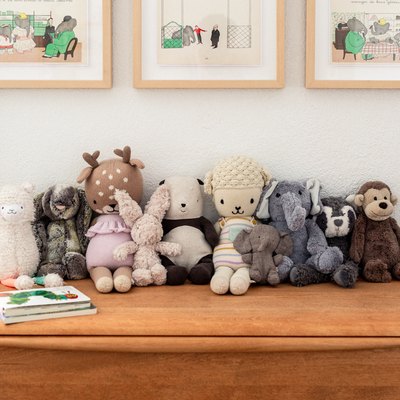 Stuffed animal toys on dresser