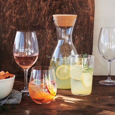 glasses on wooden table