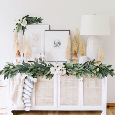 DIY Christmas theme idea with garland and stockings
