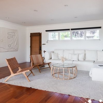 living room with white sofa