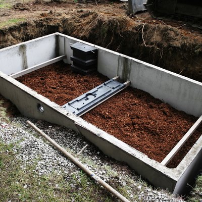 Septic system construction.