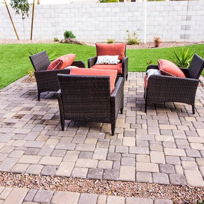 Outdoor Pavers Patio With Four Wicker Chairs