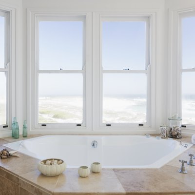 whirlpool tub in bathroom overlooking ocean