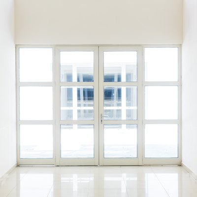 empty closed door, white glass door