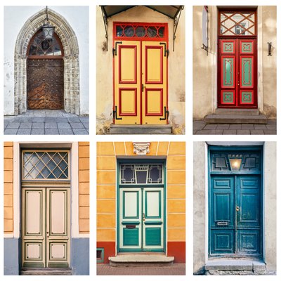 Collage of ornamental doors exterior
