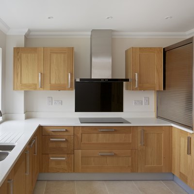 oak fitted apartment kitchen