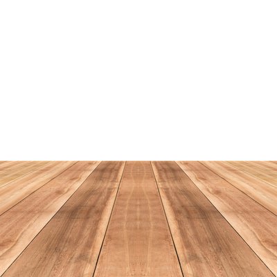 Wooden table top against white background