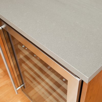 Solid Surface Kitchen Counter with Wine Cooler