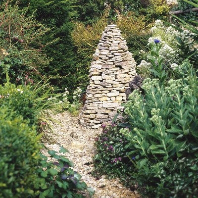 Cotswold stone cairn garden feature