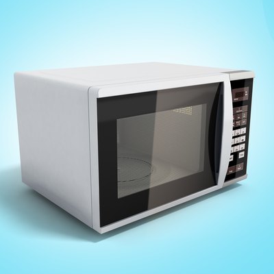Microwave stove on blue background 3d illustration