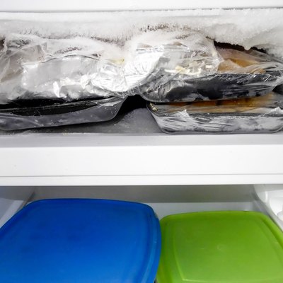 Full Ice Box in a Fridge Freezer