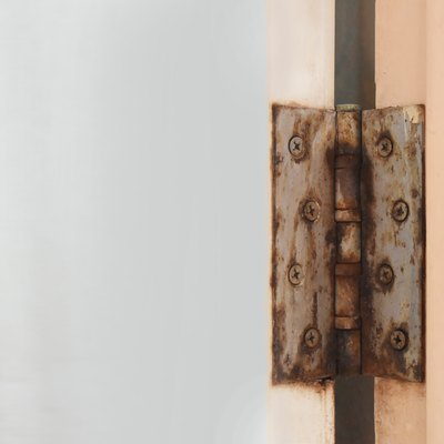 Bathroom door hinge rust.On the door of PVC waterproof and empty space for text.