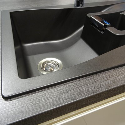 Synthetic black composite granite kitchen sink with single bowl / basin