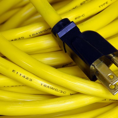 Yellow Extension Cord With Three-Prong Plug