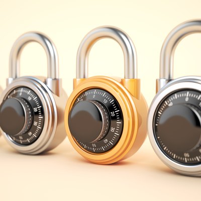 Orange combination lock with silver padlocks