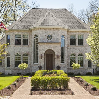 home with landscaped front yard,
