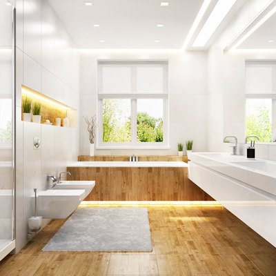 Luxury white bathroom in modern house