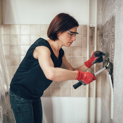 Woman renovation kitchen
