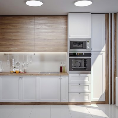 Sunny white modern domestic kitchen