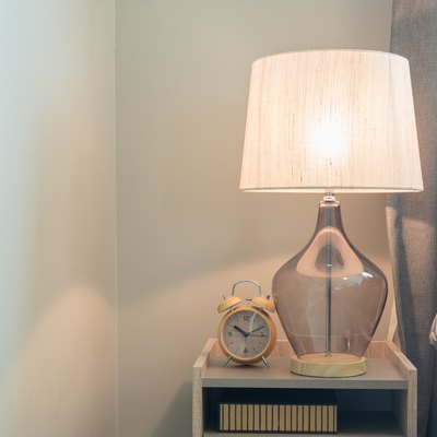 classic lamp on wooden table side