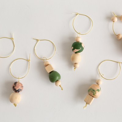DIY Clay and wood bead wine charms