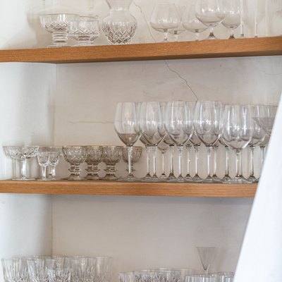 Shelves with glassware