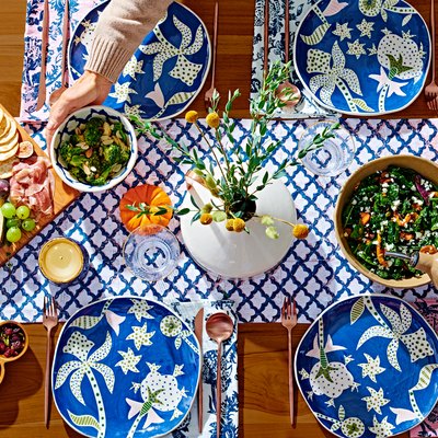 vibrant dinner table set up