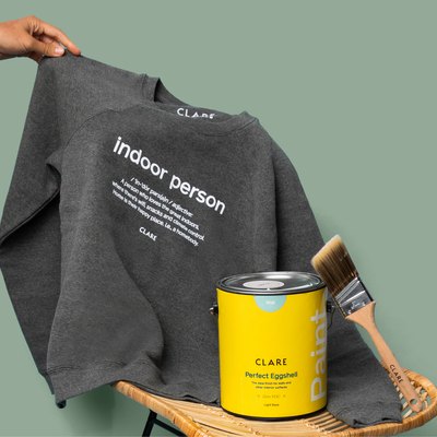 sweatshirt and paint can